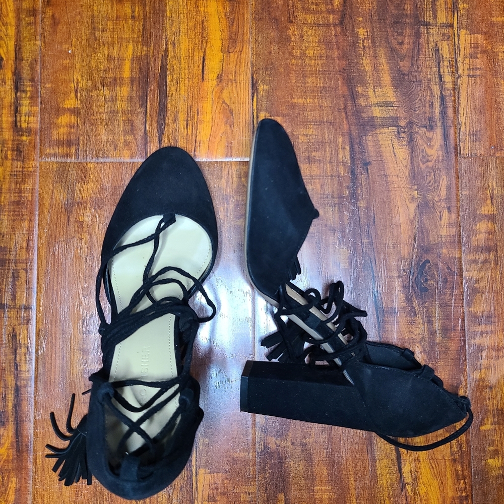 Lace up black heels
